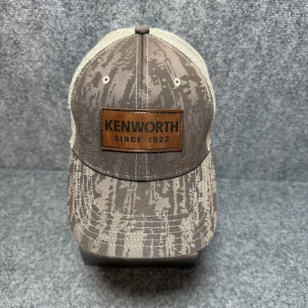 Kenworth Trucks Hat KW Faux Leather Patch - Camo Mesh SnapBack Cap Licensed